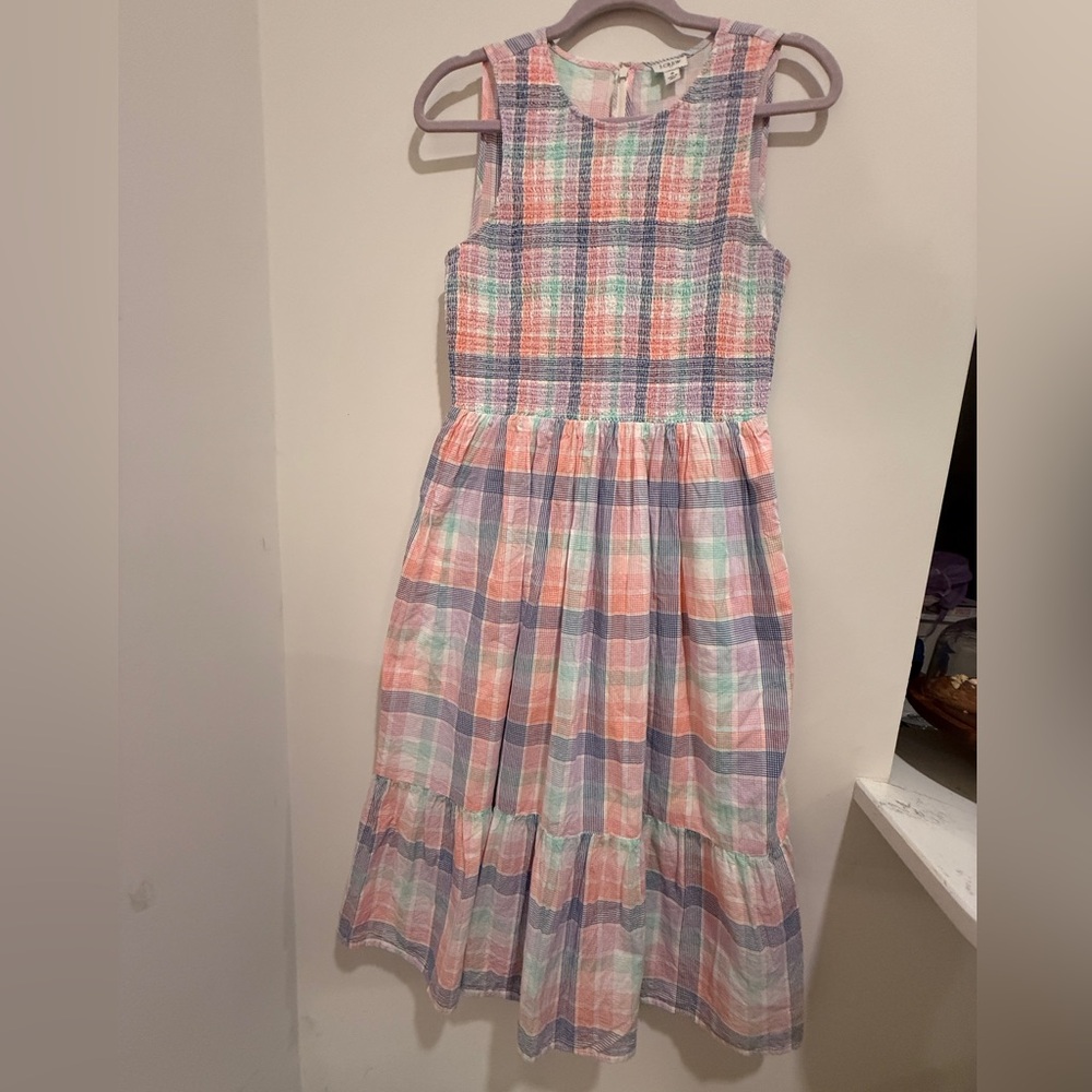 J. Crew Factory Plaid Smocked Midi Dress - Size Small